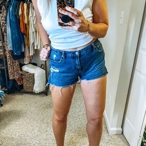 GAP Dark Wash Distressed Cut-Off Jean shorts